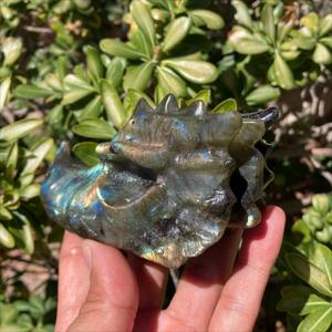 หินลาบราดอไรต์ขัดเงาธรรมชาติรูปหัวมังกรขนาด 8 ซม. ของตกแต่งบ้านตามเทรนด์แฟชั่นและฮวงจุ้ย - Product Image 6