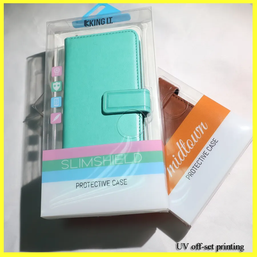 Scatola di imballaggio per custodia per cellulare stampata personalizzata scatola di plastica fatta a mano in cartone per confezione di custodia per Iphone con finestra Blister in PVC