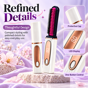 Brosse lissante chauffante sans fil portable pour cheveux, peigne de coiffage à franges de poche pour retouches à domicile et en voyage - Product Image 5