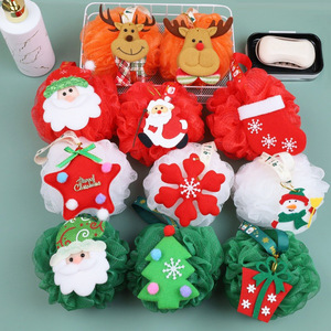 Balle de bain en maille PE de la série Noël |   Éponge de douche douce et résistante |   Boule de bain de 50 g pour spa et maison - Product Image 3