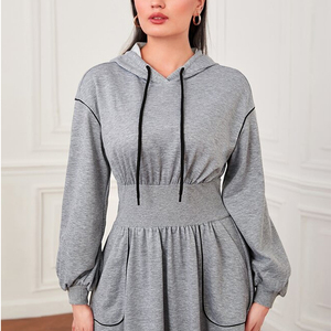 Abito con Cappuccio Oversize Personalizzato per Donna, Vendita all'Ingrosso, Vestito <span class=keywords><strong>in</strong></span> <span class=keywords><strong>Felpa</strong></span> <span class=keywords><strong>di</strong></span> <span class=keywords><strong>Cotone</strong></span> <span class=keywords><strong>di</strong></span> Alta Qualità - Product Image 3