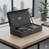 Boîte en carton écologique personnalisée haut de gamme pour accessoires technologiques avec fermeture magnétique robuste et logo en feuille d'or