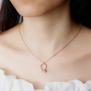 Vòng cổ mặt dây chuyền nữ thiết kế móng tay cổ điển mạ vàng hồng bạc 925 nguyên chất, đính đá zircon tròn cắt sáng kiểu móng vuốt - Product Image 5