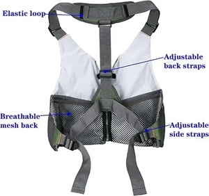 Chalecos de Pesca para Hombre con Espalda de Malla y Correa Ajustable en la Cintura, Porta Cañas de Pescar, Múltiples Bolsillos, Transpirable, Chaleco de Combate para Exteriores - Product Image 3