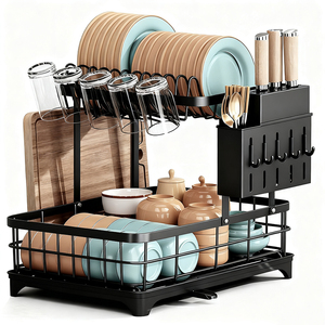 Escurridor de Platos Grande de 2 Niveles con Bandeja de Drenaje, Estante de Almacenamiento de Platos para Cocina, Escurridor de Tazas con Drenaje Automático - Product Image 1