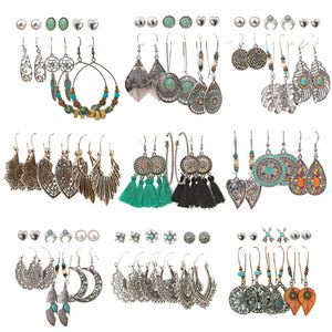 Charm fiore <span class=keywords><strong>piuma</strong></span> 3 paia <span class=keywords><strong>orecchini</strong></span> smalto set gioielli eleganti da donna - Product Image 5