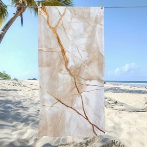 Cream Gold Marble Vein <b>Microfiber</b> <b>Beach</b> <b>Towel</b> <b>Beach</b> Blanket <b>Towel</b> Super Absorbent Soft Non-Fading Compact Oversized Custom Siz 2 - Product Image 2