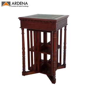 Antique <b>Rotating</b> Bookcases Storage Traditional Victorian Style Swivel Wooden with Gilding Solid Material for Home Office Use - Product Image 2