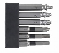 Lot de 6 extracteurs de vis double-embout en acier rapide – Outil professionnel pour vis et boulons endommagés, finition oxyde noir