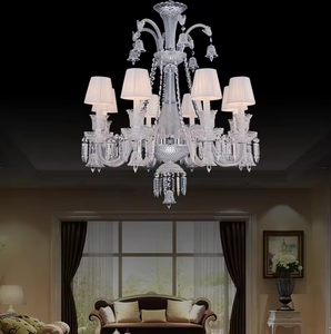 Zèle Éclairage Pendentif Lumière Salon Moderne Led De Luxe Blanc Ombre Bougie Lustre En Cristal - Product Image 6