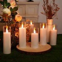 Vente en gros de bougies LED en verre scintillantes bougie LED sans flamme à batterie pour la décoration de mariage romantique