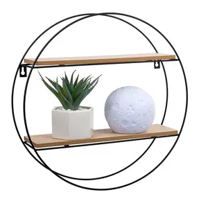 Decorative Wall Accent Floating Shelf, 16 x 16 inches metal display hanging shelf storage racks home decor mounted wall shelves