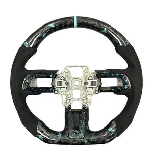 Volante de Cuero y Fibra de Carbono Forjado Azul Personalizado para <span class=keywords><strong>Ford</strong></span> <span class=keywords><strong>Mustang</strong></span> 2015 2016 2017 2018 2019 2020 2021 <span class=keywords><strong>2022</strong></span> GT Shelby - Product Image 1