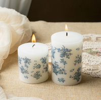 Velas Cilíndricas Grandes Sin Humo, con Estampados de Porcelana Azul y Blanca, Ecológicas, Hechas a Mano, con Tapa de Bambú y Vidrio, para Navidad y Bodas