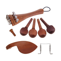 13Pcs 4/4-3/4 Violin Accessories Kit Violin Tailpiece with Metal Fine Tuner 4 Tuning Pegs Endpin Chin Rest Tail Gut Parts