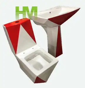 चीन निर्माता बाथरूम सेनेटरी वेयर मिश्रित रंग चमकता हुआ एक टुकड़ा शौचालय