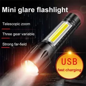 Xách tay COB + XPE USB sạc <span class=keywords><strong>LED</strong></span> <span class=keywords><strong>Torch</strong></span> <span class=keywords><strong>mini</strong></span> 3 chế độ chiếu sáng đèn pin cho cắm trại ngoài trời & câu cá ABS - Product Image 5