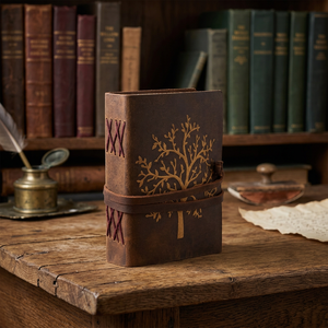 2026 New Arrival Wholesale Vintage Brown 100% Genuine Leather Material Hardcover Diary With Tree Embossed Cover & Thread Sewing - Product Image 4