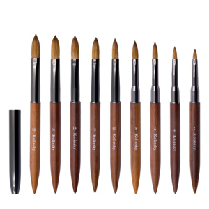<span class=keywords><strong>Pinceau</strong></span> à ongles en acrylique 100% Kolinsky Yalixin avec manche en bois marron et tête plissée, logo personnalisé pour la <span class=keywords><strong>poudre</strong></span> de cristal et le nail art - Product Image 2