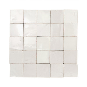 Piastrella Zellige Bianca 25x25 Cm Smaltata con Bordi Irregolari - Product Image 1