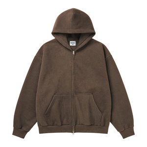 Healy Men 6 Colors <b>Zip</b>-Up Hoodie 100% Cotton Solid Color Fleece Sweatshirt Custom Logo Anti-Shrink Casual Streetwear Hoodie - Product Image 1