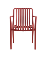 Chaise de salle à manger d'extérieur ergonomique moderne avec accoudoirs empilables, structure en métal, dossier en plastique