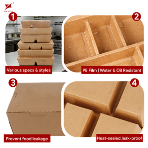 Cajas de Comida Desechables Personalizadas de Papel Kraft de Grado Alimenticio con 1/2/3/4/5 Compartimentos, Cajas para Llevar Comida, Ensaladas y Almuerzos - Product Image 4