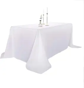 90x132 Inch Rectangle Tablecloth Washable Polyester White Party Banquet Wedding Table Cloths For Events