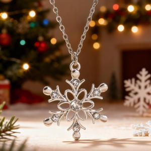 Готическое женское ожерелье с дизайном «Снежинка», стразами, цирконием, родиевым покрытием, из сплава, популярное, в готическом стиле, многослойное, с подвеской - Product Image 6