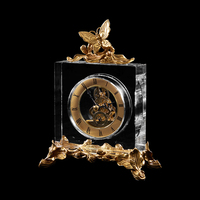 Horloge de Table de bureau en cuivre doré, nouveau Design, décoration de maison, mécanique européenne, cristal Transparent