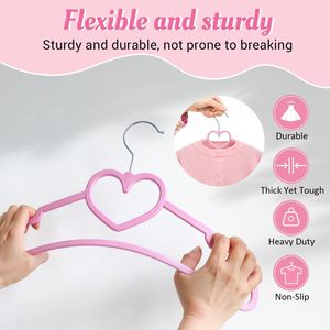 <b>Plastic</b> Hangers Pink Hangers Ultra Thin Space Saving Cute Heart Clothes Hangers for Clothes - Product Image 5