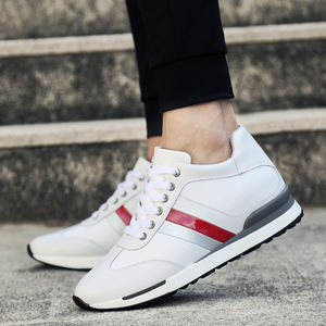 Men's Four Seasons Casual <b>Shoes</b> 8cm Invisible <b>Height</b> <b>Increase</b> Breathable Mesh Lining Youth Versatile Sports Cowhide White - Product Image 3