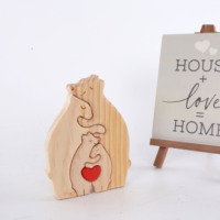 Hot Home ours en bois décoration de bureau bricolage câlin ours trois ours famille Puzzle cadeaux