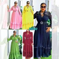 Robe de mariée africaine Dashiki grande taille - Robe longue en mousseline de soie brodée de perles avec pompon