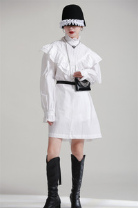 Nuovo <span class=keywords><strong>abito</strong></span> Audrey Hepburn <span class=keywords><strong>con</strong></span> <span class=keywords><strong>balze</strong></span> agariche Design gonna camicia a pieghe autunno 2024 retrò <span class=keywords><strong>abito</strong></span> donna abiti - Product Image 3