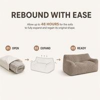 Fauteuil pouf côtelé haut de gamme en velours côtelé, confortable, modulaire, rembourré en mousse, pour petit appartement, studio ou coin lecture