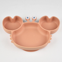 Usine En Gros Personnalisable Crabe Animal En Forme De Bébé Vaisselle Assiettes En Silicone pour Enfants 0-12 Mois