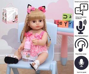 KK Smart Talking Singing 55CM Full Baby Silicone <span class=keywords><strong>Reborn</strong></span> Toddler Gril Tutti Réaliste À La Main 3D Peau Plusieurs Couches Peinture - Product Image 3