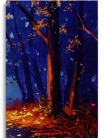 Pintura por Números de 3 Paneles para Adultos, Kit de Pintura al Óleo Digital DIY de Paisaje Nocturno con Hojas Caídas, Ideal para Regalo