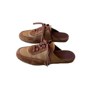 Pantuflas de Mujer de Piel de Cordero con Diseño de Parches, Estilo 2026, Cómodas, de una Pieza, con Suela Plana, para Uso Casual en Exteriores - Product Image 1