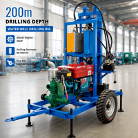 Máquinas Perforadoras de Pozos de Agua Portátiles ODM, Motor Diésel de 25 HP, EPA Euro5, Plataforma de Perforación de Pozos de 200 m para Riego Agrícola