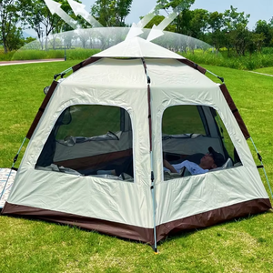Tente de camping familiale pliable automatique grande capacité, hexagonale, une chambre, quatre saisons, en tissu Oxford imperméable - Product Image 4