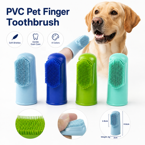 Brosse à dents pour animaux de compagnie en PVC, poils doux, soin des gencives, couleur unie, brosse de nettoyage des dents pour chien - Product Image 1