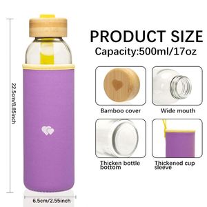 BPA Free Microwave Dishwasher Safe Borosilicate Glass Water <b>Bottle</b> Leak-Proof Lid Narrow Mouth for Coffee/Tea/Water - Product Image 6