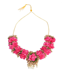 Stylish Red Floral Handmade Jewelry Set for Bride Ethnic <b>Wedding</b> Necklace Earrings Bracelet Bridal Party <b>Accessories</b> - Product Image 4
