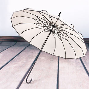 22-Inch Beige Pagodevormige Paraplu Handmatige Bediening Relatiegeschenken Handopen Ontwerp Buiten Parasol Recht 190T Pongee - Product Image 1