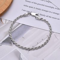 Bracelet en argent sterling 925 plaqué or 18 carats, chaîne en corde, fermoir à ressort réglable, bijoux minimalistes pour femmes, cadeau