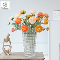 Vente en gros de fleurs décoratives roses en soie artificielle à 3 têtes de haute qualité pour la décoration de fête de mariage à la maison
