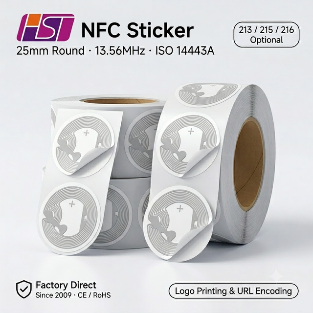 213 215 216 NFC TAG 13.56mhz Smart Self-adhesive Sticker Passive Label ISO 14443A NFC Sticker for Mobile Payment