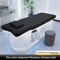 Lit de lavage capillaire haut de gamme en fibre de verre avec fonction de massage par circulation d'eau et design thaïlandais pour salons de coiffure